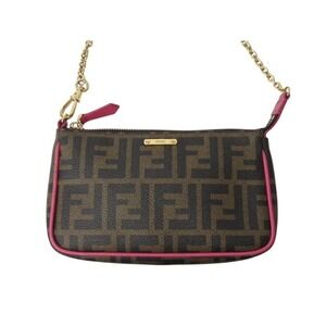 Fendi brown pouch pink shoulder accessory bag Zucca